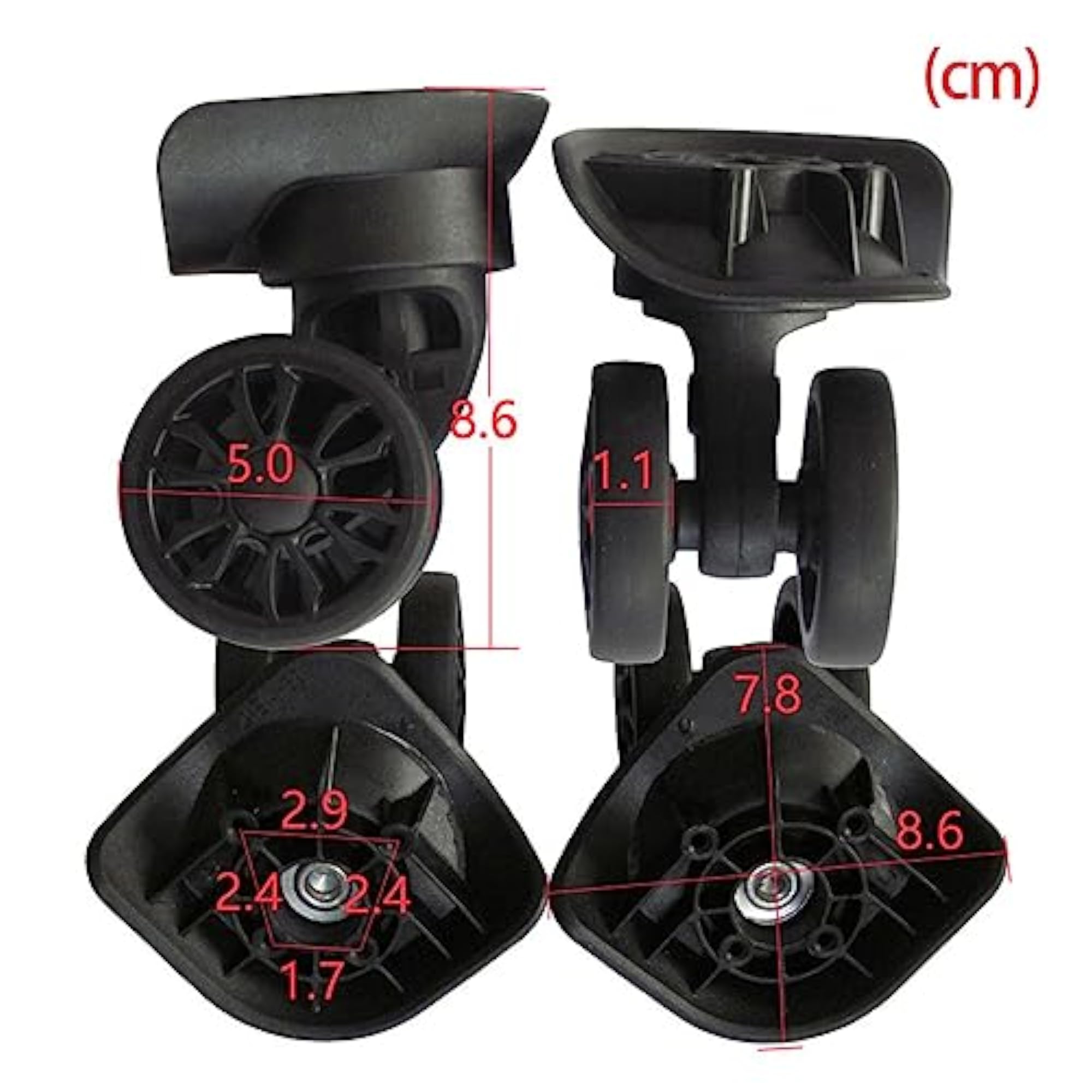 2X A89 Replacement Luggage Wheels for Suitcase